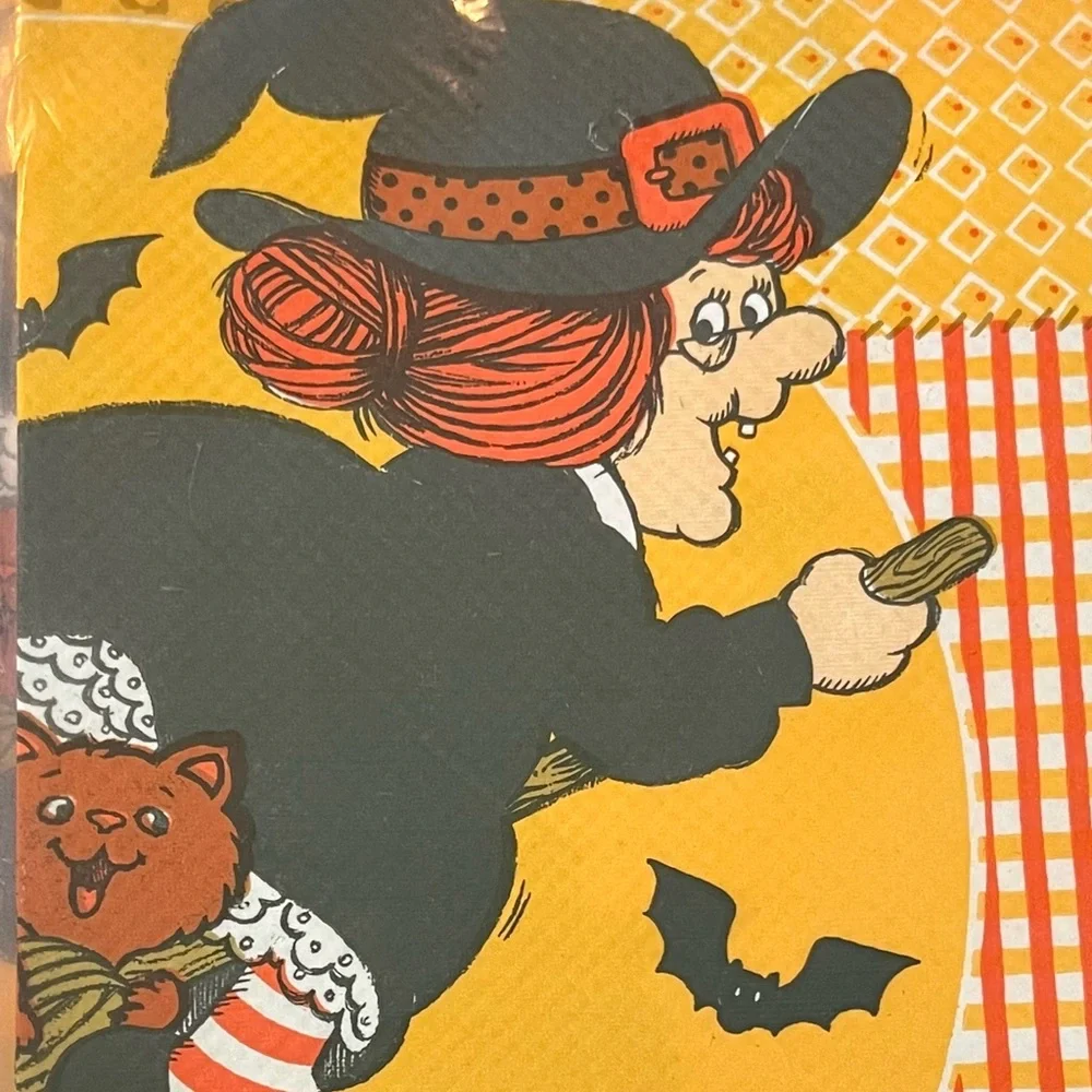 7 Vintage American Greetings Halloween paper tablecovers 54x96” witches, cats